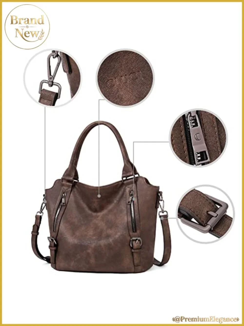 Large Hobo Bag for Women Vegan Leather Multi-Pocket Designer Handbag Purse